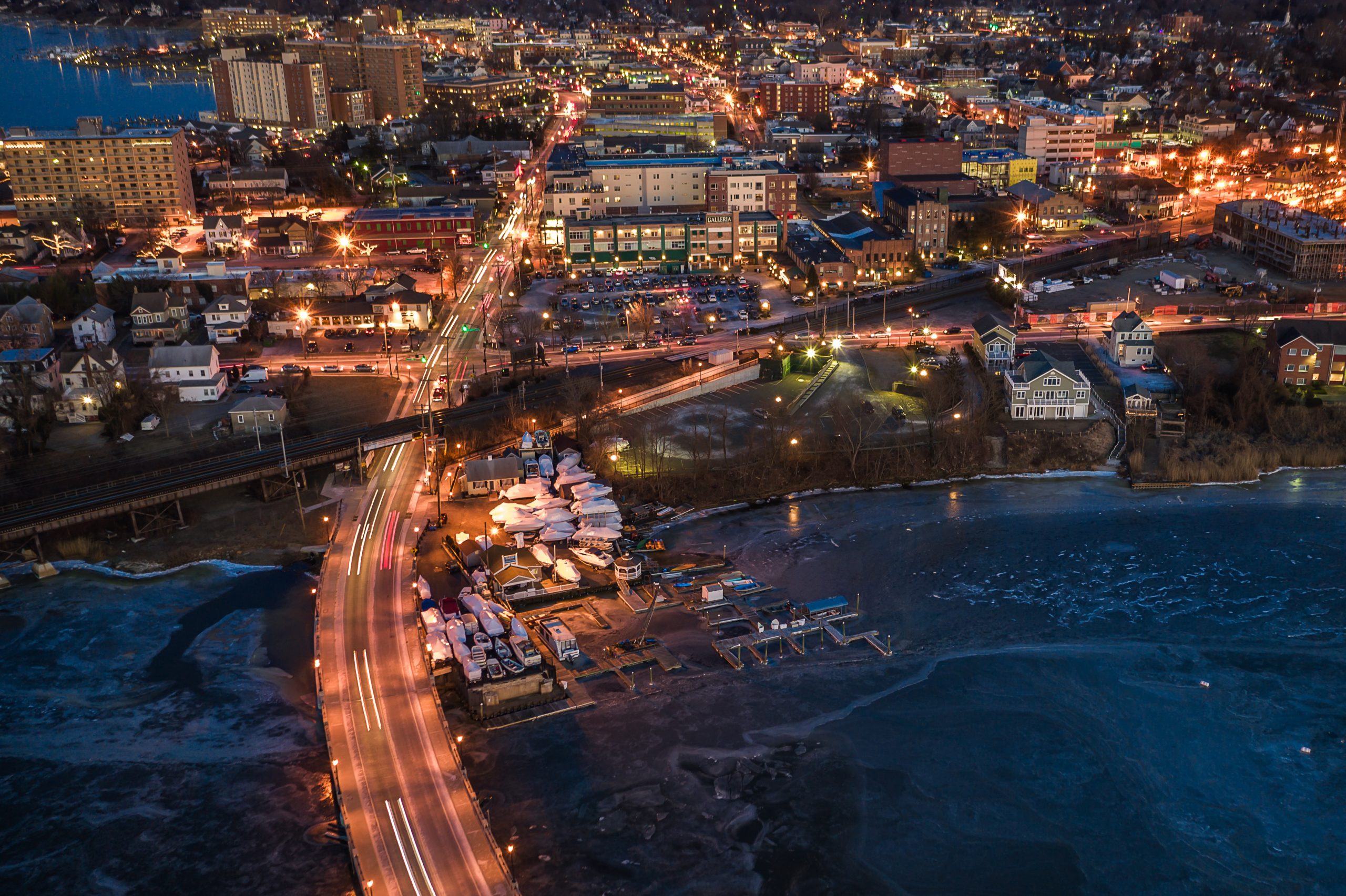 Aerial of Sunset in Red Bank New Jersey